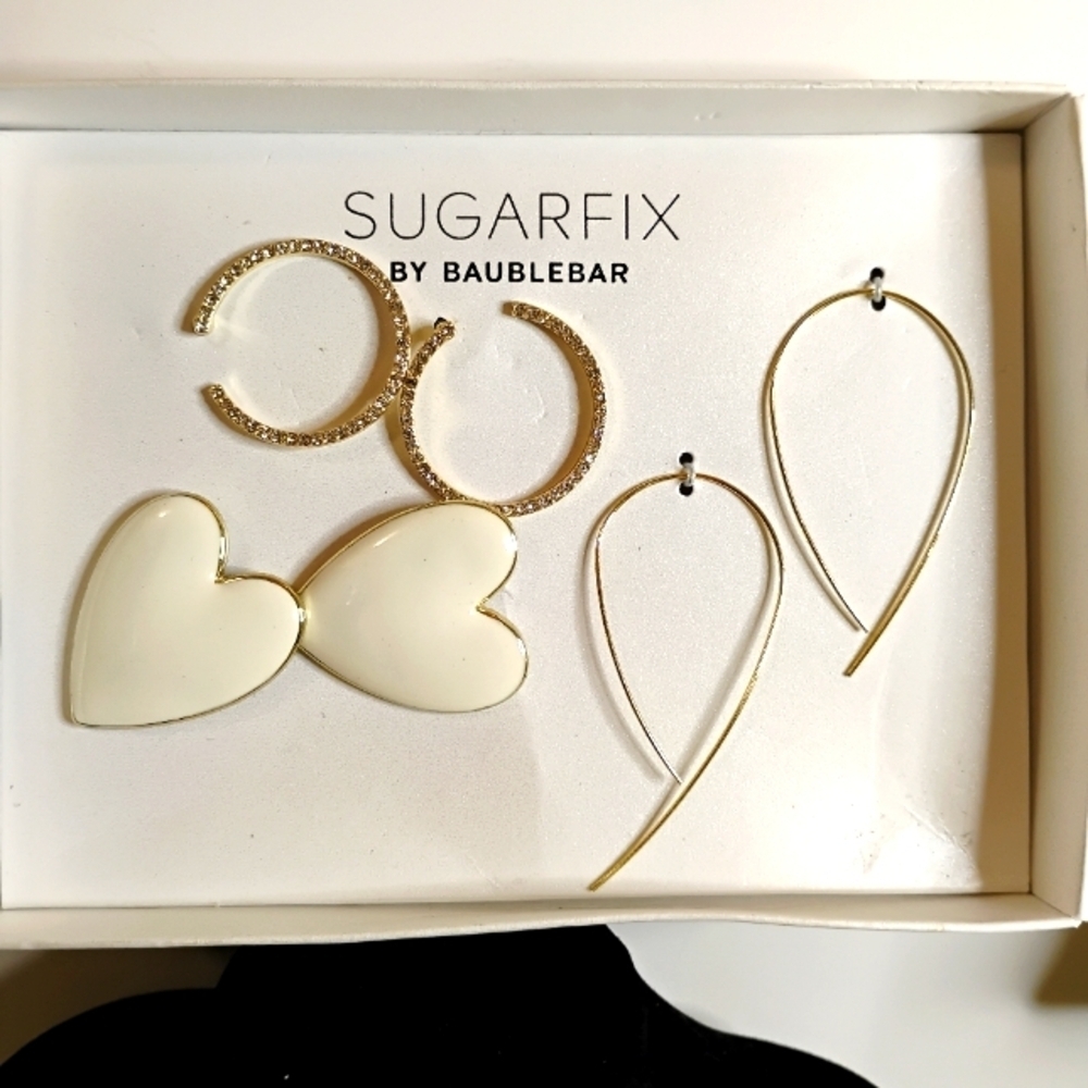 Sugarfix By BaubleBar Gold‎ Tone GIft Box Earring Trio Set